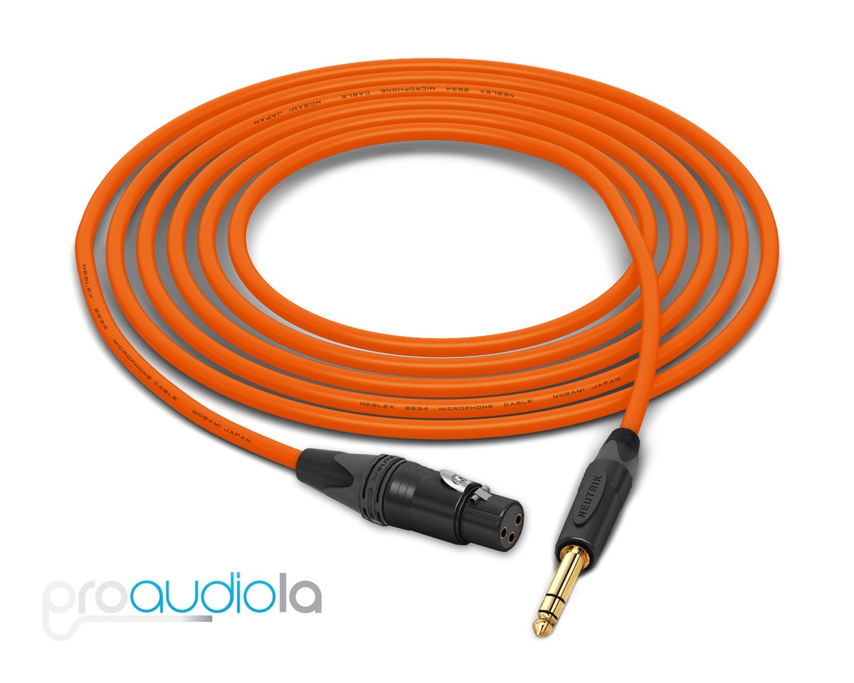 Mogami Quad 2534 Cable | Neutrik Gold XLR-F TRS | Orange 150 Feet