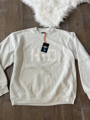 Harley Davidson Originals H-D Classic Crewneck Sweatshirt Mens Large Ecru LS