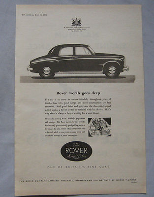 Rover Seventy Five 1953 Original Anzeige Nr.3