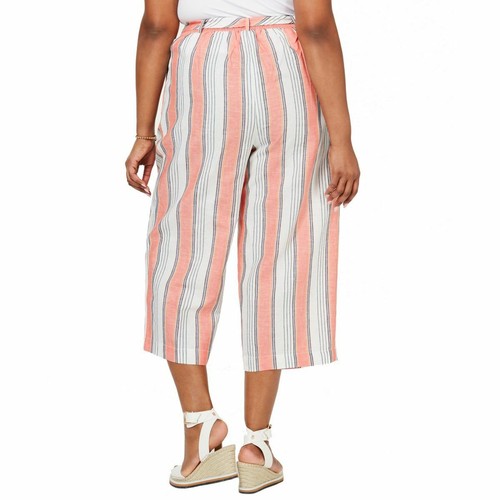 TOMMY HILFIGER Women's Plus Striped Linen Blend Pull-on Cropped Pants TEDO - Bild 2 von 2