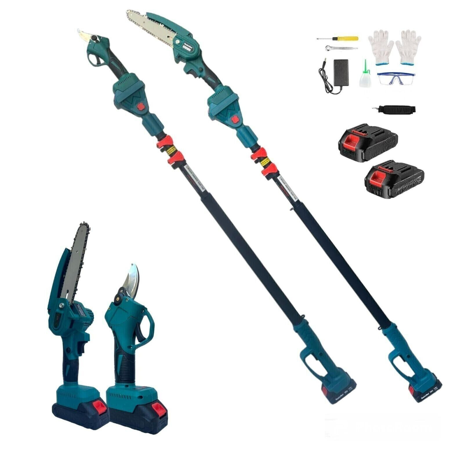 Kit 3-in-1 Potatura 48V Motosega 6" Forbice Cesoia Asta Telescopica