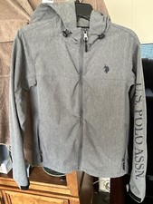 U.S. Polo small Gray Hooded Windbreaker Jacket rain coat unisex