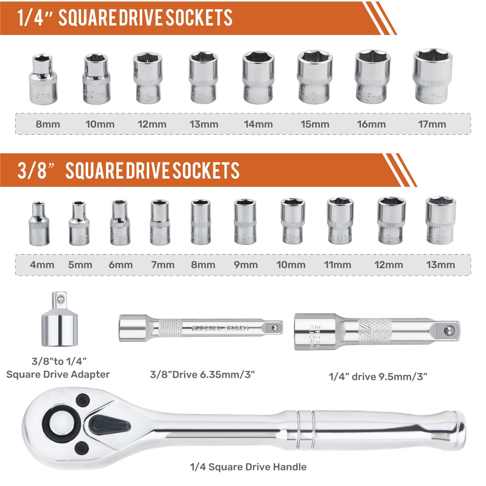 Hi-Spec 22pc Ratchet Spanner Socket Set case open