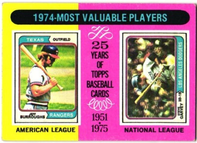 1975 Topps MINI - Most Valuable Players Steve Garvey, Jeff Burroughs #212 - EX