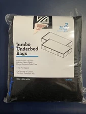 Zober Under bed Jumbo Closet Storage Bag 2-pack Black 18”x42"x6” New
