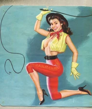 VTG  Pin-up Risque: Print: Cowgirl With Bull-Wip   By Hanson  B1