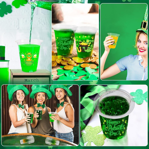 50 St Patrick’S Day Disposable Cups 12Oz Disposable Clear Plastic Cold Drink - Picture 6 of 6