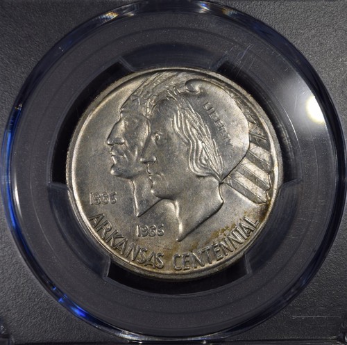 1937-S San Arkansas Commemorative Silver Half Dollar "PCGS MS64" - Picture 2 of 3