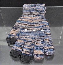 New Varigated Blue Tan Black 3 Finger Texting Gloves Rhinestone Trim B16