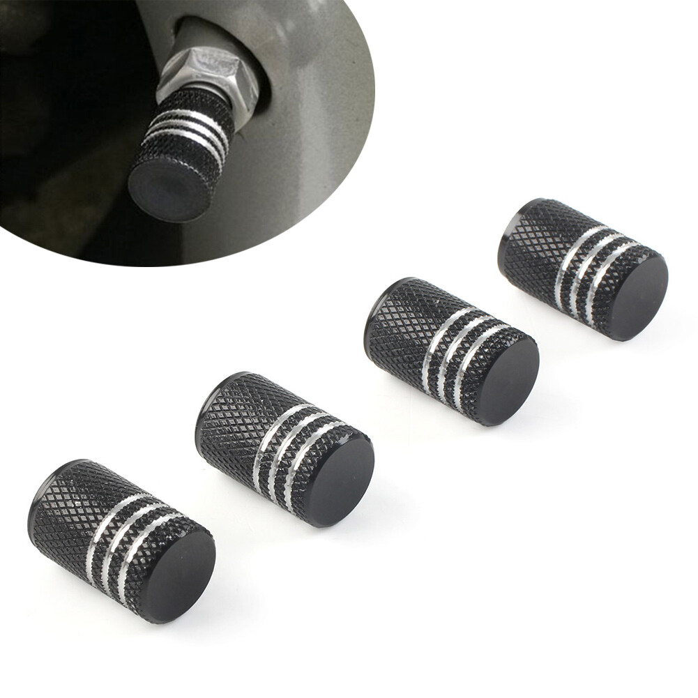 Car Tire Valve Stems Knurling Style Tyre Wheel Stem Air Valve Cap Aluminum 4Pcs