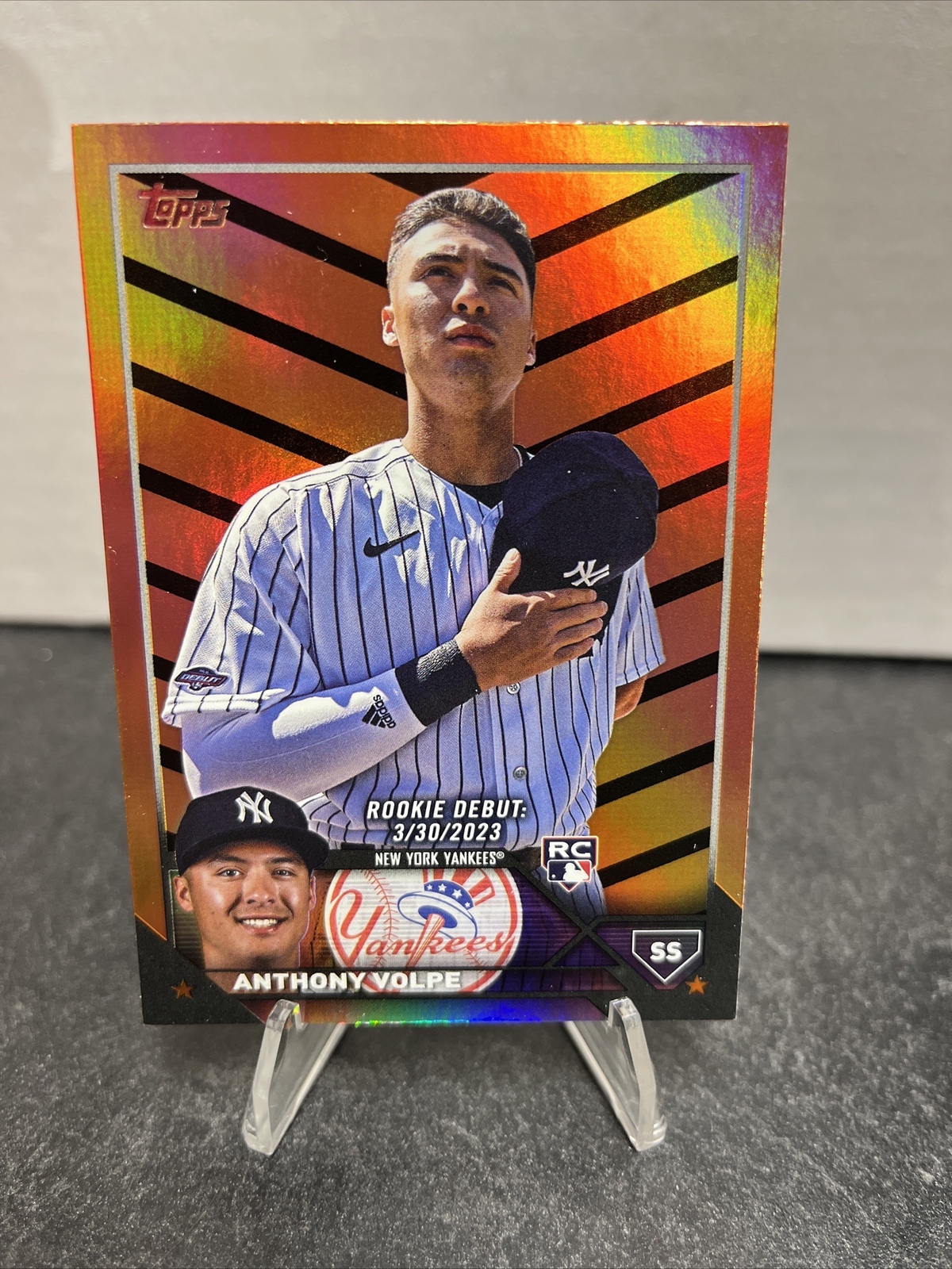 2023 Topps Update Anthony Volpe Orange & Black Foil Parallel US77 NY Yankees RC