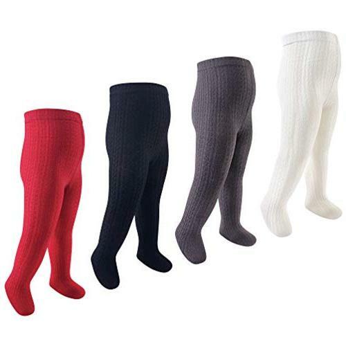 Baby Girls' Cotton Tights, Red Cream 