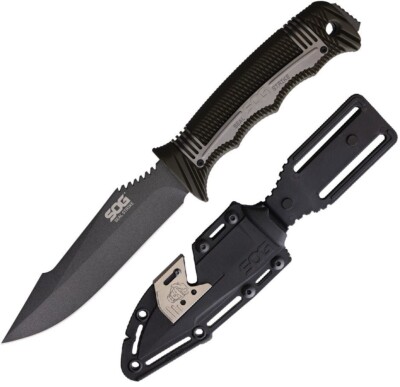 SOG SEAL Strike Deluxe Fixed Knife 5'' AUS-8 Steel Blade GRN / Stainless Handle