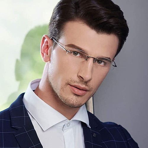 Gafas de lectura ligeras sin marco TERAISE lente transparente con estuche de tubo con clip para lápiz - Imagen 4 de 42