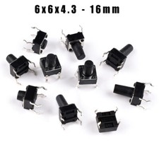 6x6x4.3 - 16mm Momentary Tactile Tact Push Button Switch 4 Pin DIP Through Hole