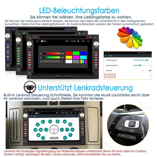 7" Android Autoradio DVD GPS Navi BT DAB+ für VW Polo, T4, Passat B5, Golf MK4 - Bild 10 von 12