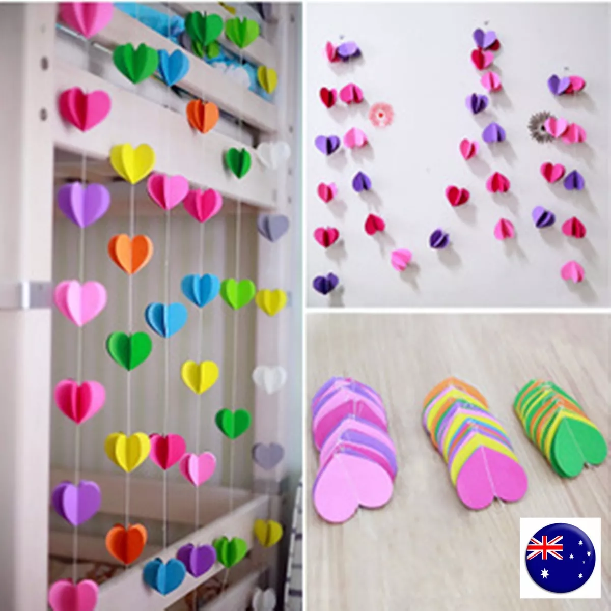 3M Paper Heart Wedding Birthday Party Baby Kids Room Hanging ...