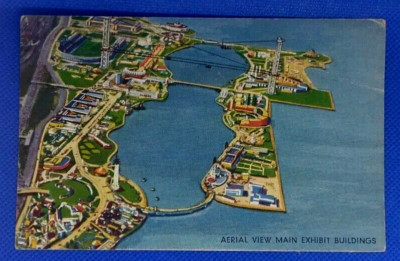 Aerial View Main Exhibit Buildings Chicago IL 1933 International Expo Postcard