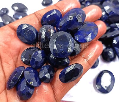 100 Ct BIG Blue Sapphire Lot Natural Mix Cut IGL Certified Loose Gemstone 5DDB