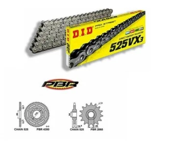 DID / PBR Kit Trasmissione DID 525 Honda Africa Twin 1000 2016 2019 CATENA CORONA PIGNONE