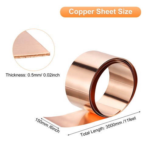 Copper Flashing Pure 0.5mm Thickness Copper Roll 6 in x 11ft Copper Sheet - Picture 3 of 7