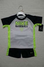 NEW BOYS NAVY BLUE NIKE BASEBALL 2 PIECE SET SHIRT AND SHORTS NWT 40 2T,3T,4T