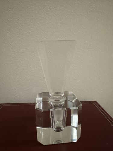 Vintage Large 4.5"x 7 Clear  Cut Glass Crystal Perfume Bottle  Art Deco - Picture 1 of 5