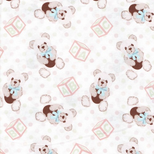 Fabric Freedom Teddy Bears Picnic 100% Cotton Fabric FQ Craft Quilt Patch Pastel - Picture 11 of 14