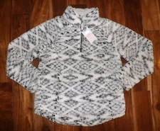 NWT Womens MEMBERS MARK COZY SHERPA 1/4 Zip Pullover Ivory Black Jacket XXL