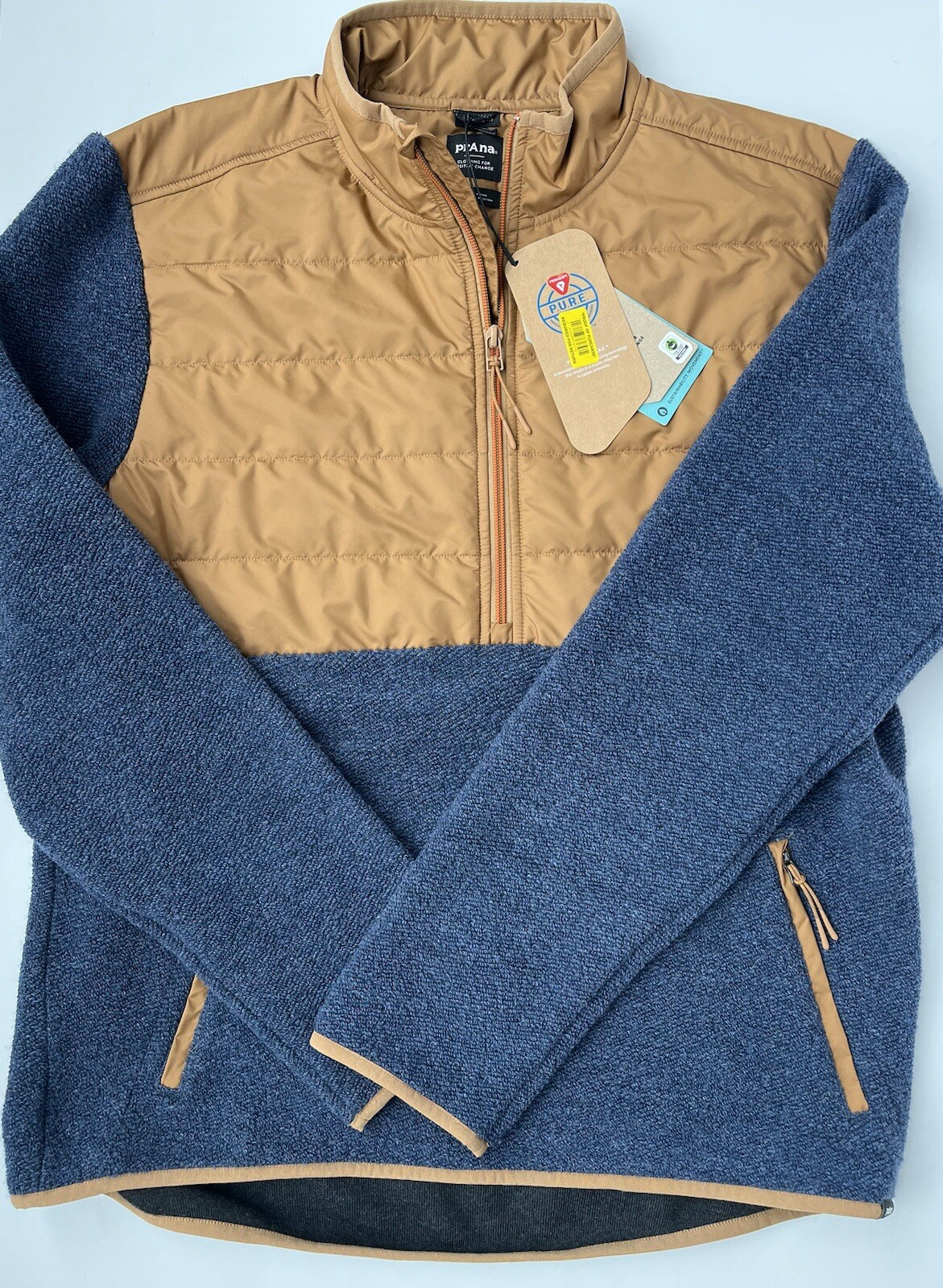 prAna Men’s IncrediWool 1/2 Zip Pullover Stormy Night Sz Large NWT