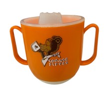 Vintage 1950's Tommee Tippee Self Righting Sippy Cup Orange and White
