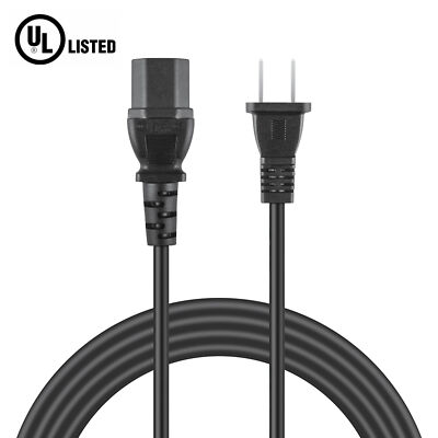 UL 6.6ft 2-Prong Power Cord Cable For Mackie HR624mk2 HR824mk2 Studio Monitors