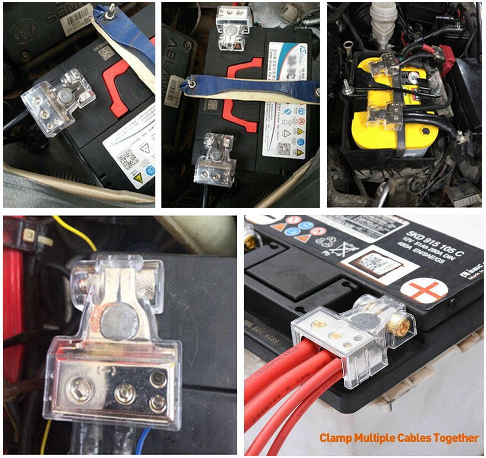 2X Car Battery Terminal Clamp 0/4/8 Awg Gauge Positive Negative ...