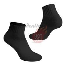 3/6/12 Pairs Men's Sports Black Thick Cotton Ankle Low Cut Socks size:9-11/10-13