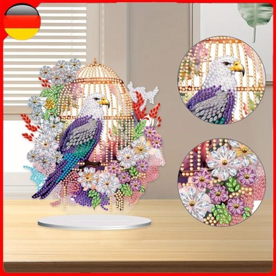 Round+Special Shape Desktop Diamond Art Kits Flowers Bird Cage for Office Decor