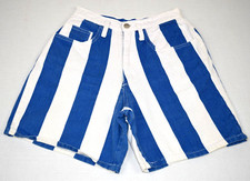 Vintage Jeans Shorts Patty Size S/M 80s Bright Blue White Stripes High Waist