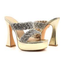 Glaze Women's Rhinesto Straps Platform Mule Sandals 5 Inch Sculpture Heel