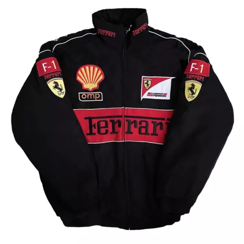 NEU Erwachsene Rennjacke Vintage, Ferrari Jacke, bestickte Baumwolle wattiert heiß - Bild 19 von 36