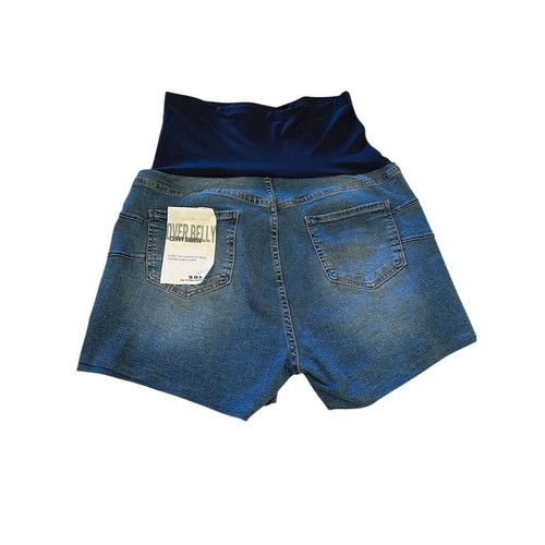 SONG Maternity Distressed Denim Shorts Blue Women's XL full belly coverage - Picture 2 of 18