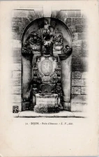 Dijon France ornate statue waterfall Halftone Postcard