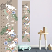 Personalised Girls Magical Unicorns Measuring Height Growth Sticker Chart Pack  