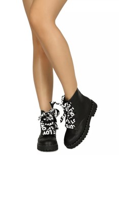ribbon lace up boots