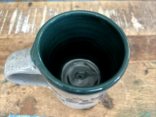 Vintage Great Bay Keramik 12 Unzen Becher Trailing Ivy Greenbay N.H. grau grün blau - Bild 5 von 7