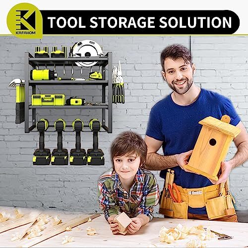 Power Tool Organizer,4 Layer Drill Holders Wall New 1 Pack Black-1Pack - Picture 2 of 6