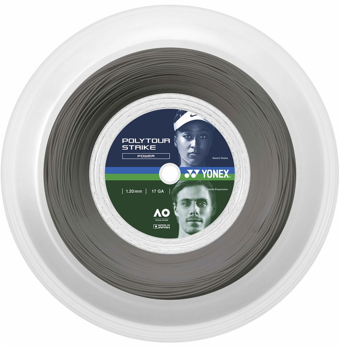 New YONEX Tennis String Polytour Strike 120 200m Iron Grey