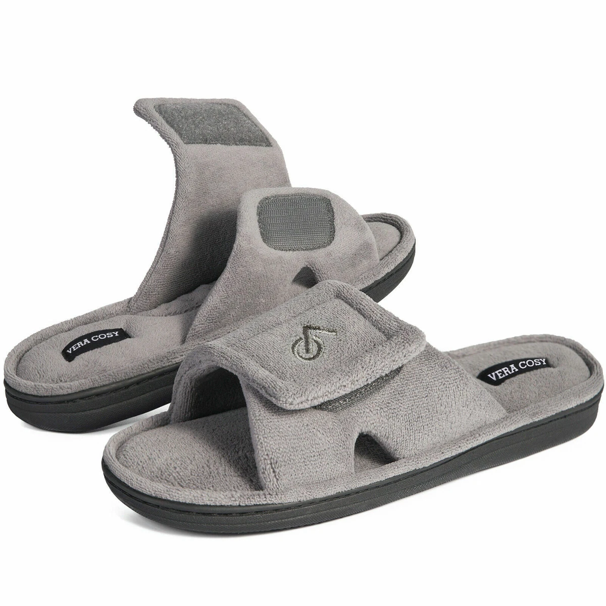 VeraCosy Men s Coral Velvet Memory Foam Slippers Sandals Open Toe