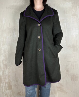H.Moser Mode aus Salzburg Khaki Wool Blend Oversized Women's Coat Size 46