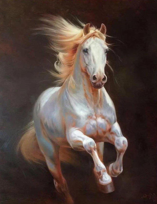 CHOP321 100% hand-painted abstract animal white horse art oil painting on  canvas | eBay