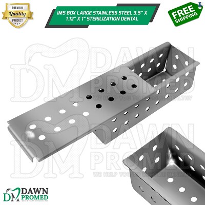 IMS Box Large Stainless Steel 3.5'' x 1.12'' x 1'' Sterilization Dental Instruments