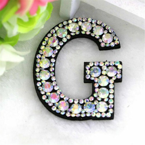 A-Z Letter Rhinestone Patch Iron-on Patches Garment Applique Clothing Stickers - Picture 16 of 35